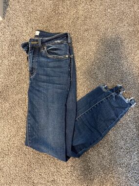 KanCan Dark Blue Skinny Jeans with Frayed Hem